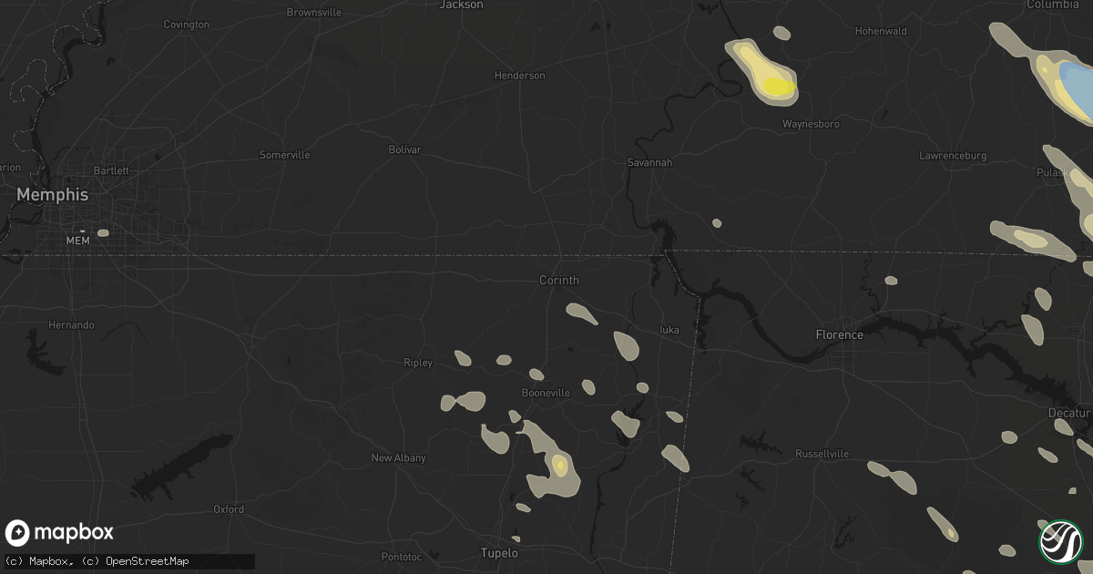 Hail map in Corinth, MS on June 1, 2026