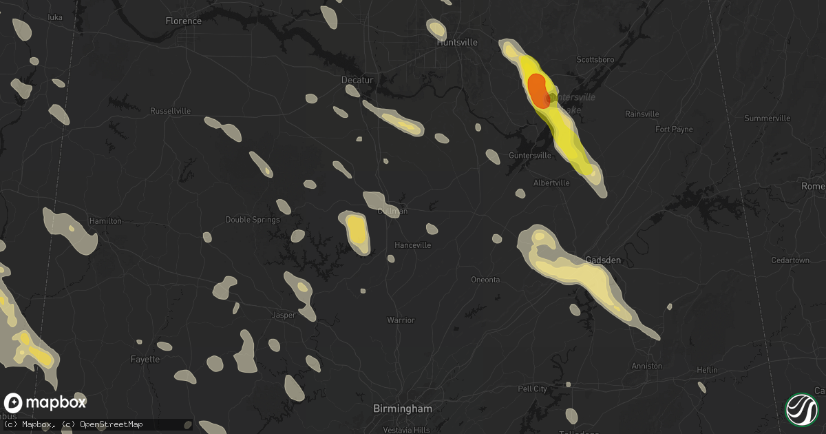 Hail map in Cullman, AL on June 1, 2026