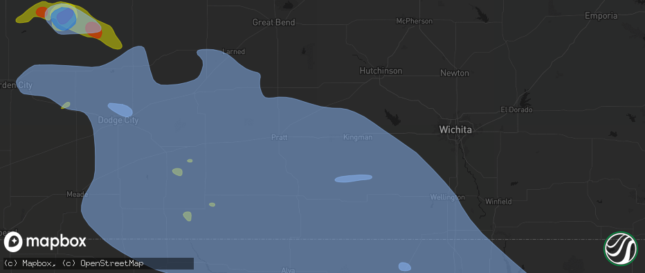 Hail map in Cunningham, KS on June 1, 2026