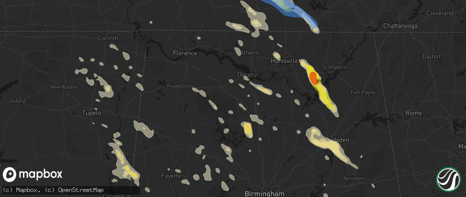 Hail map in Danville, AL on June 1, 2026