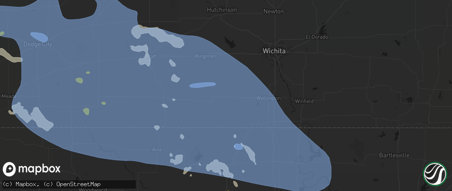 Hail map in Danville, KS on June 1, 2026