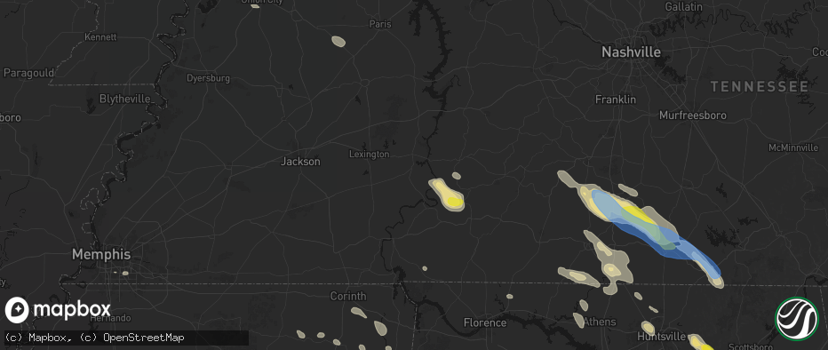 Hail map in Decaturville, TN on June 1, 2026