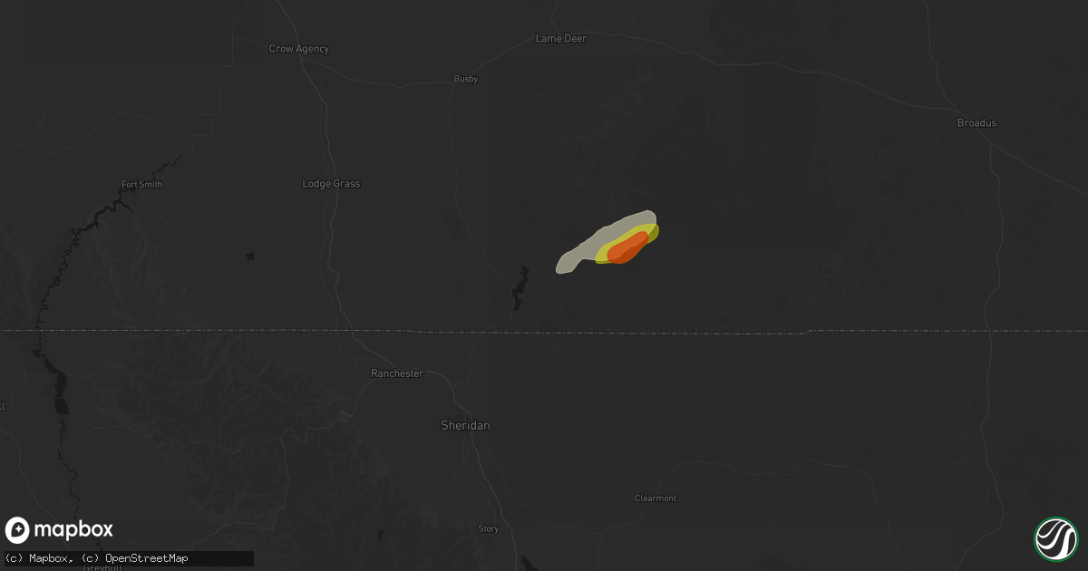 Hail map in Decker, MT on June 1, 2026
