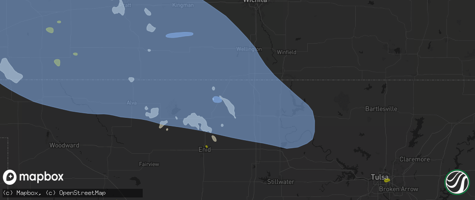 Hail map in Deer Creek, OK on June 1, 2026