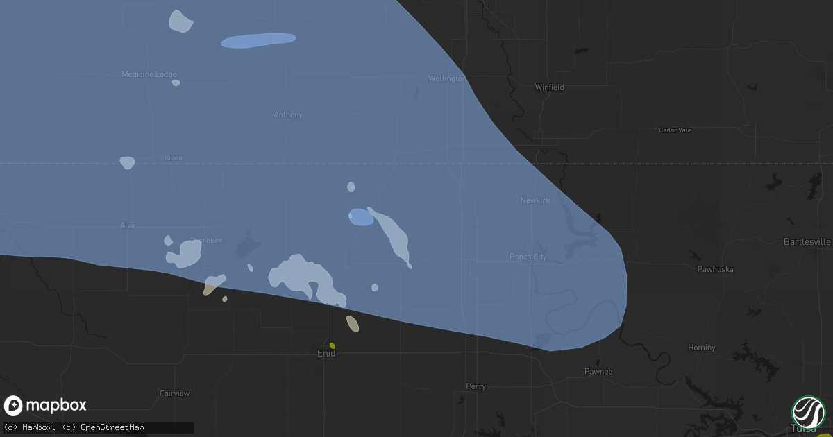 Hail map in Deer Creek, OK on June 1, 2026