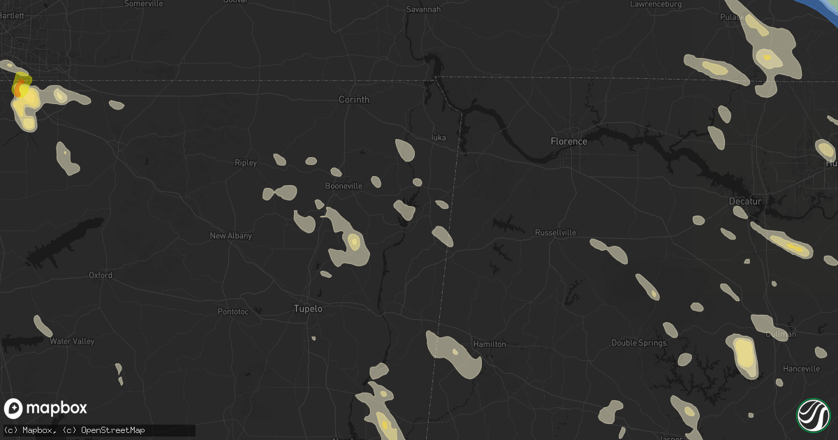Hail map in Dennis, MS on June 1, 2026