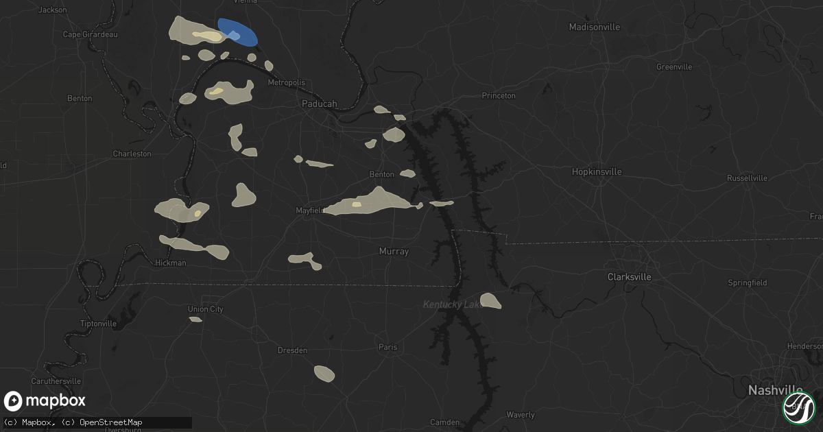 Hail map in Dexter, KY on June 1, 2026