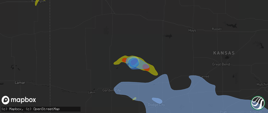 Hail map in Dighton, KS on June 1, 2026