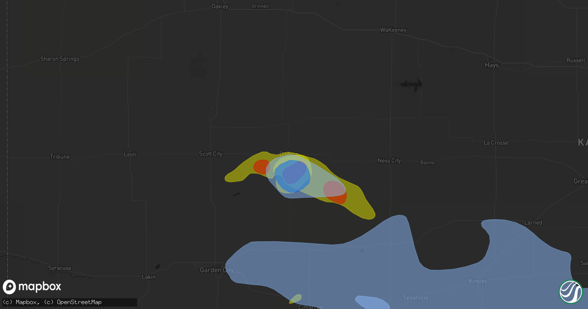 Hail map in Dighton, KS on June 1, 2026