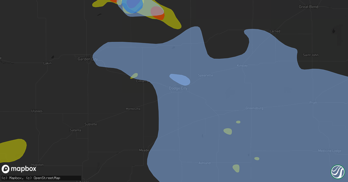 Hail map in Dodge City, KS on June 1, 2026