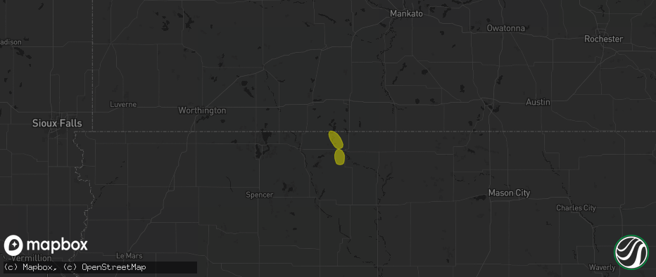 Hail map in Dolliver, IA on June 1, 2026