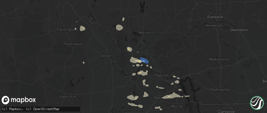 Hail map in Dongola, IL on June 1, 2026