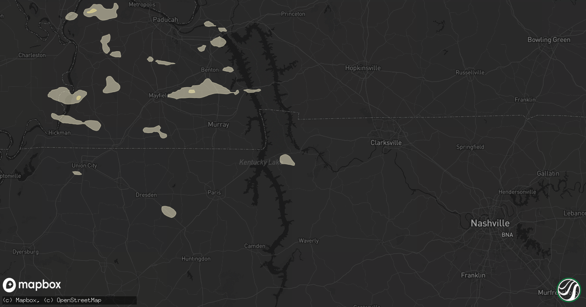 Hail map in Dover, TN on June 1, 2026