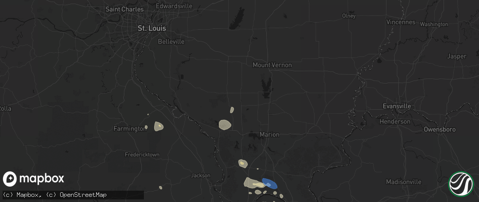 Hail map in Du Quoin, IL on June 1, 2026