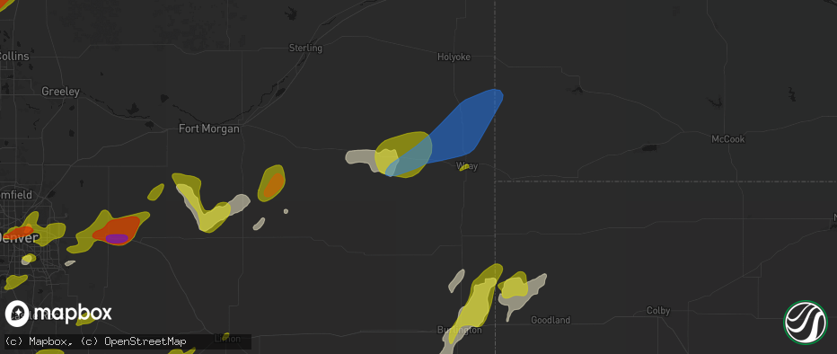 Hail map in Eckley, CO on June 1, 2026