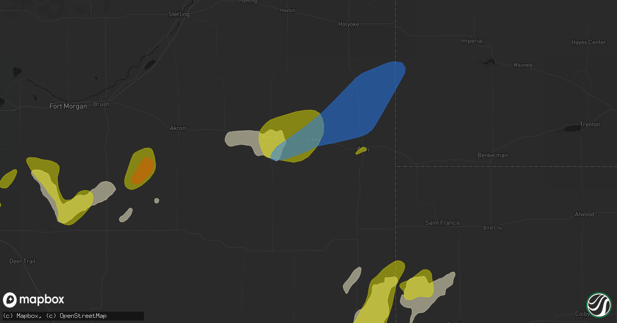 Hail map in Eckley, CO on June 1, 2026
