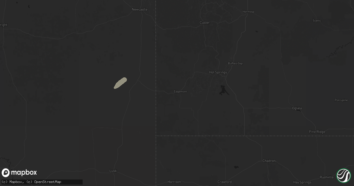 Hail map in Edgemont, SD on June 1, 2026