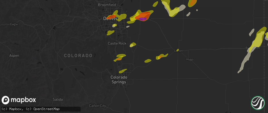 Hail map in Elbert, CO on June 1, 2026