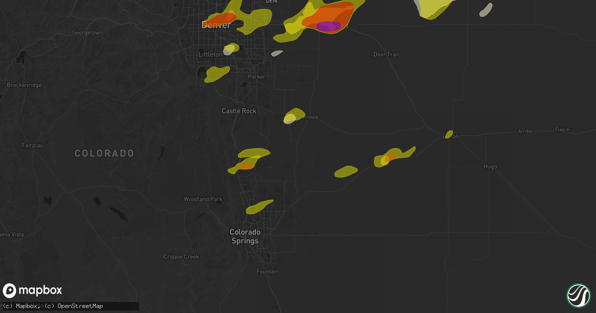 Hail map in Elbert, CO on June 1, 2026