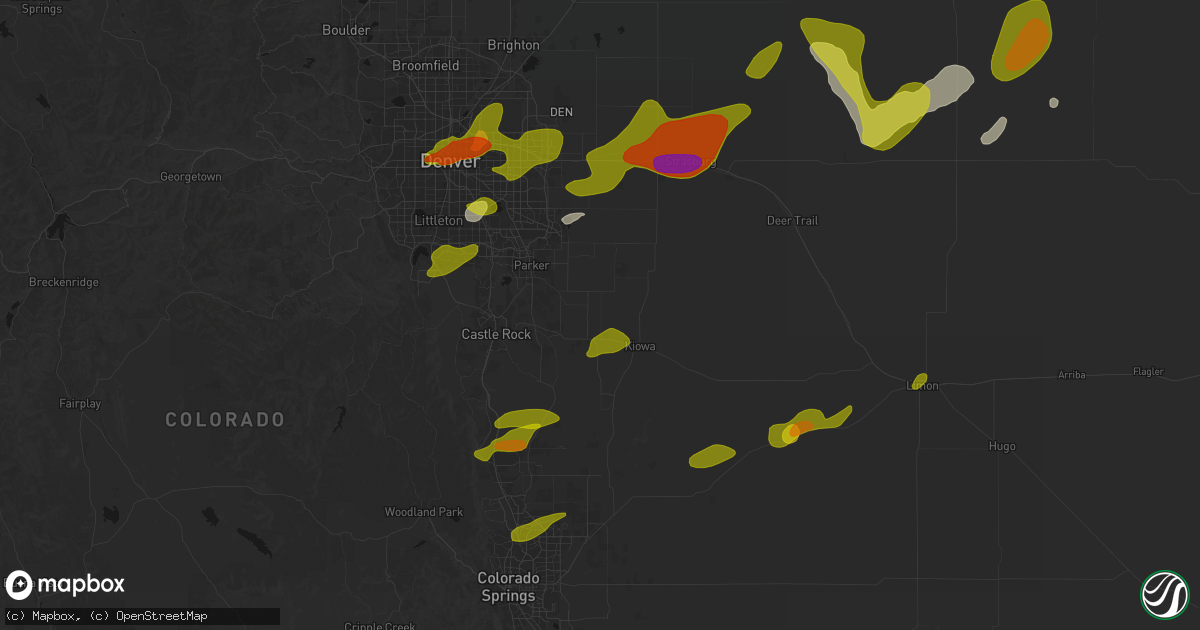 Hail map in Elizabeth, CO on June 1, 2026