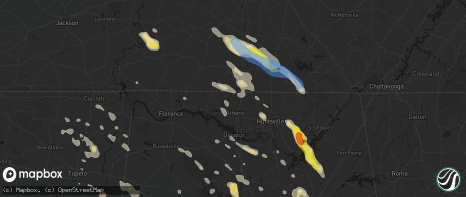 Hail map in Elkmont, AL on June 1, 2026