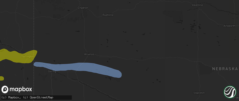 Hail map in Ellsworth, NE on June 1, 2026
