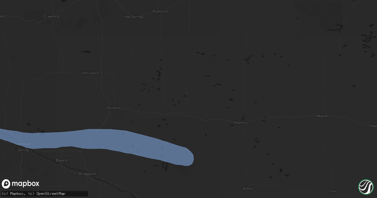 Hail map in Ellsworth, NE on June 1, 2026