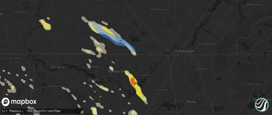 Hail map in Estillfork, AL on June 1, 2026