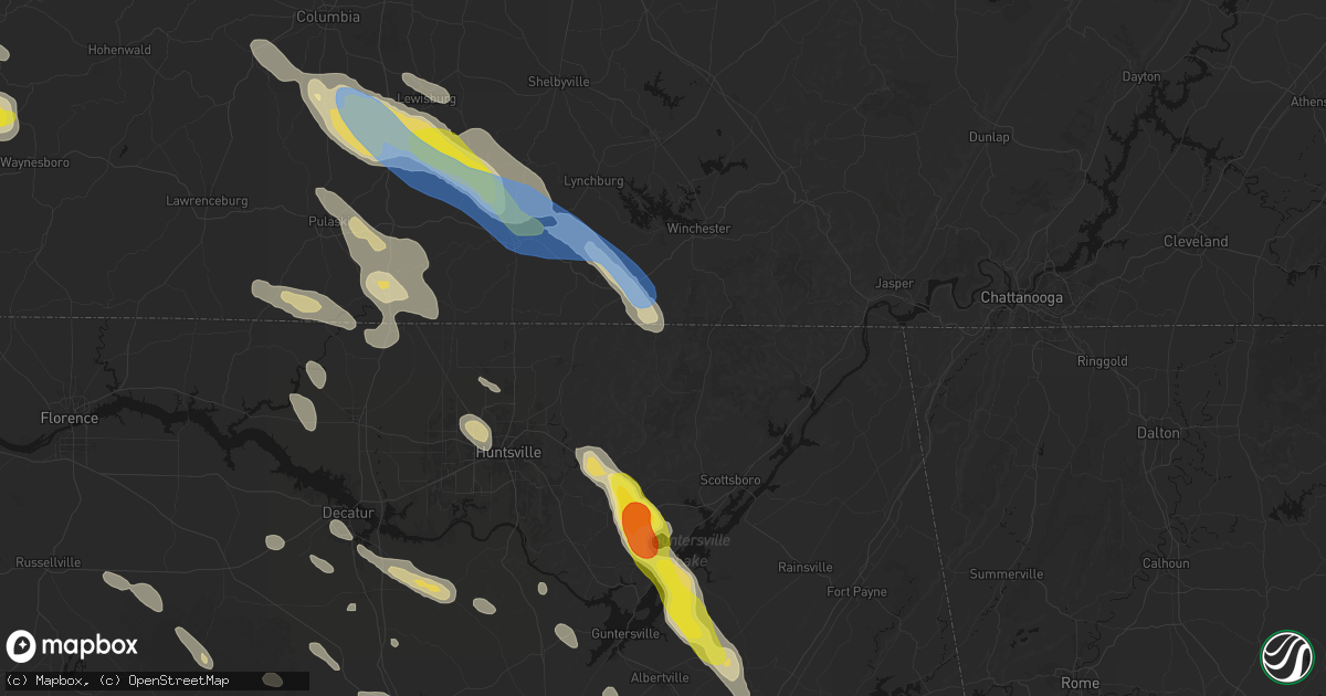 Hail map in Estillfork, AL on June 1, 2026