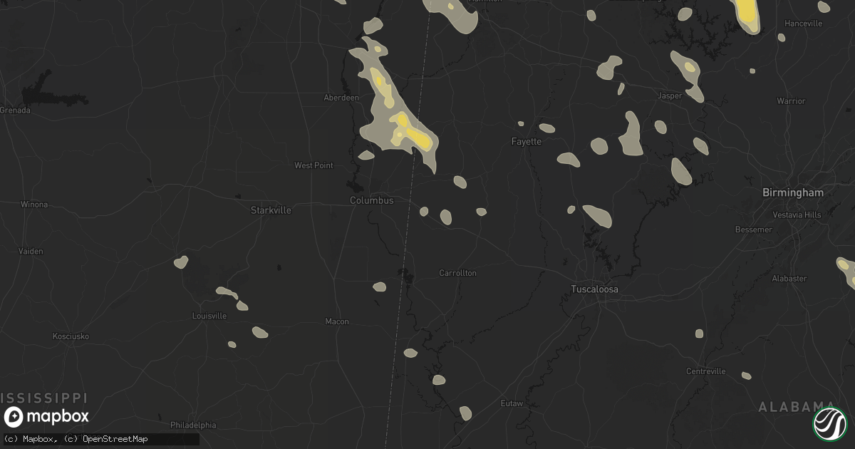 Hail map in Ethelsville, AL on June 1, 2026