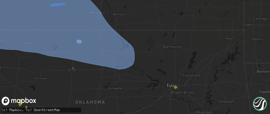 Hail map in Fairfax, OK on June 1, 2026