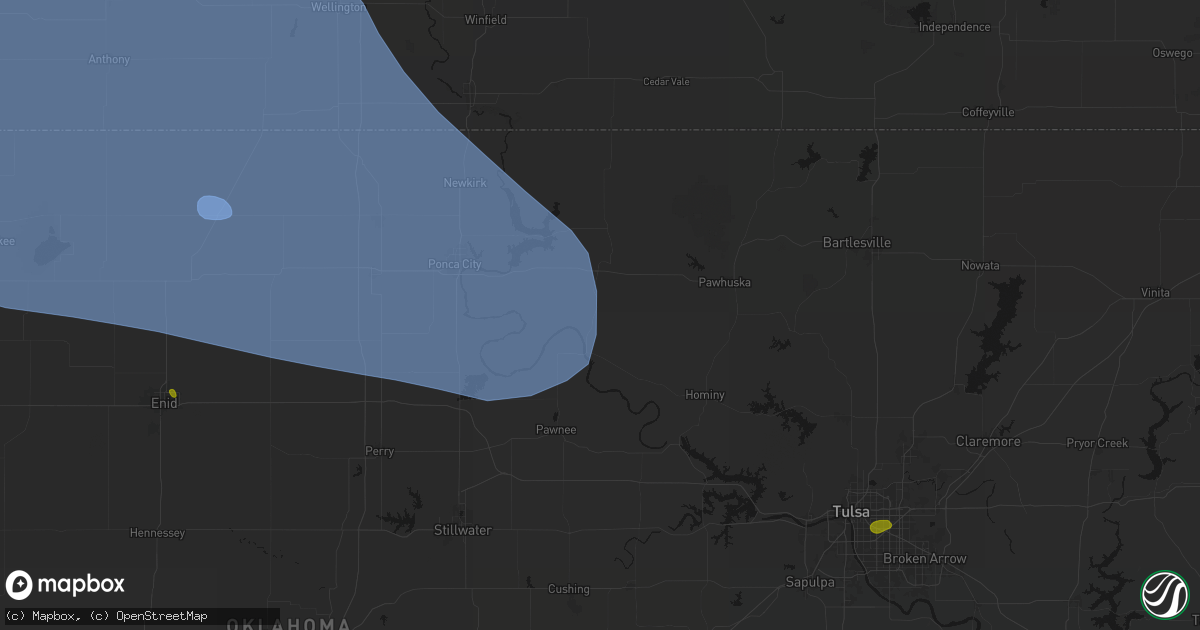 Hail map in Fairfax, OK on June 1, 2026