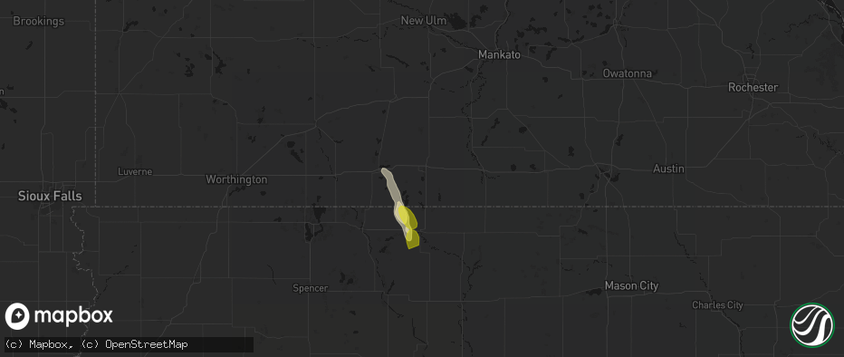 Hail map in Fairmont, MN on June 1, 2026