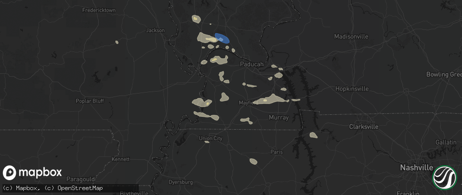 Hail map in Fancy Farm, KY on June 1, 2026