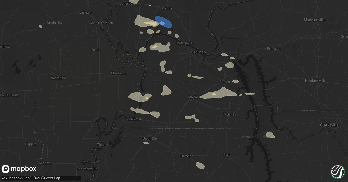 Hail map in Fancy Farm, KY on June 1, 2026