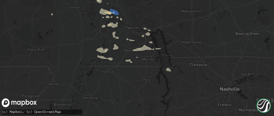 Hail map in Farmington, KY on June 1, 2026