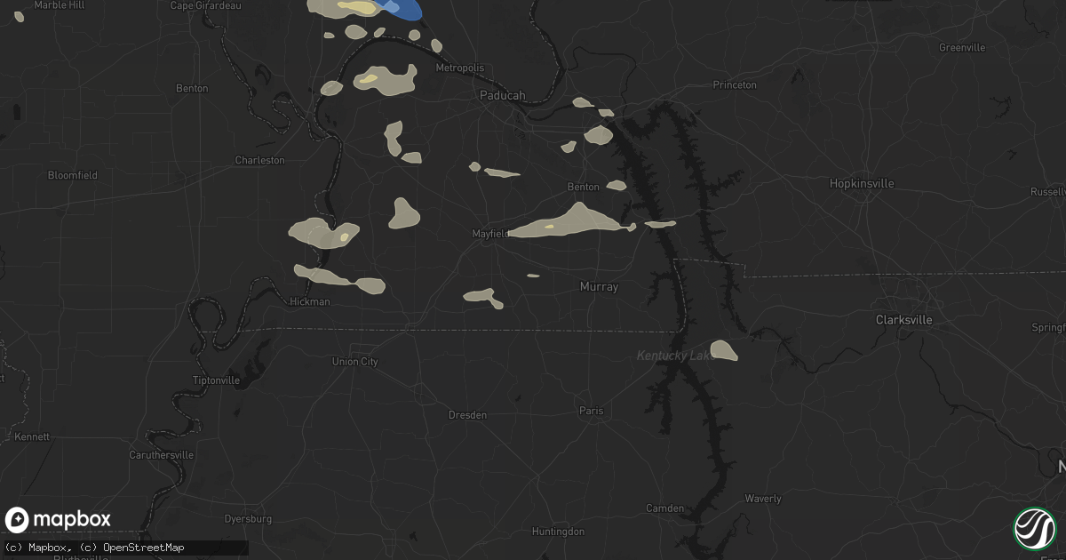 Hail map in Farmington, KY on June 1, 2026