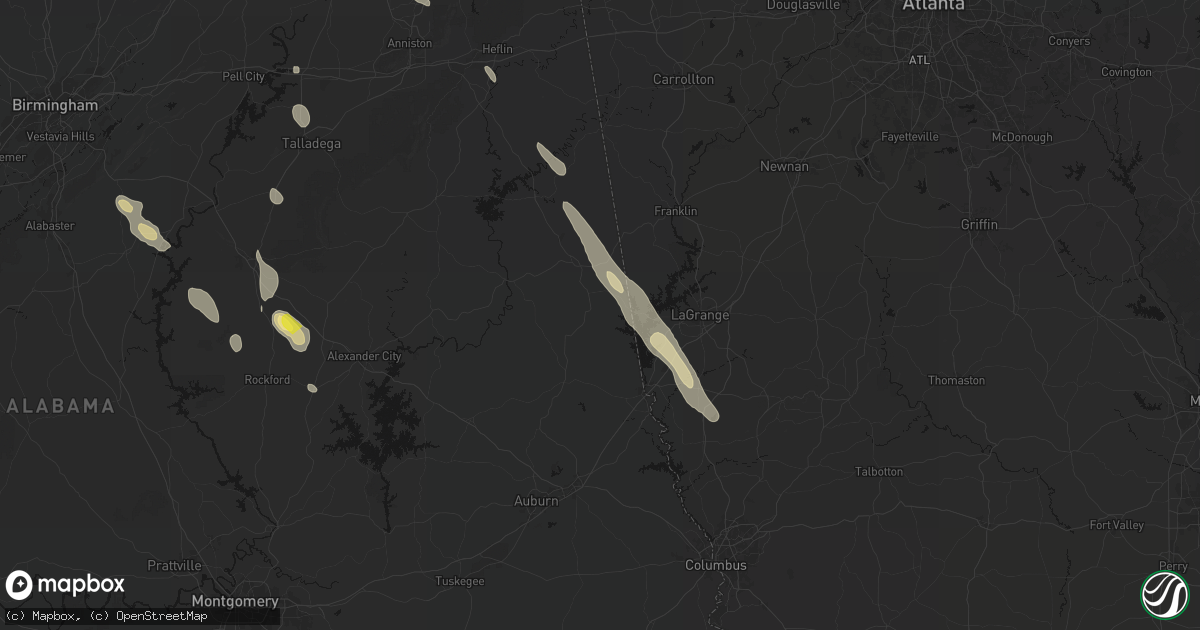 Hail map in Five Points, AL on June 1, 2026