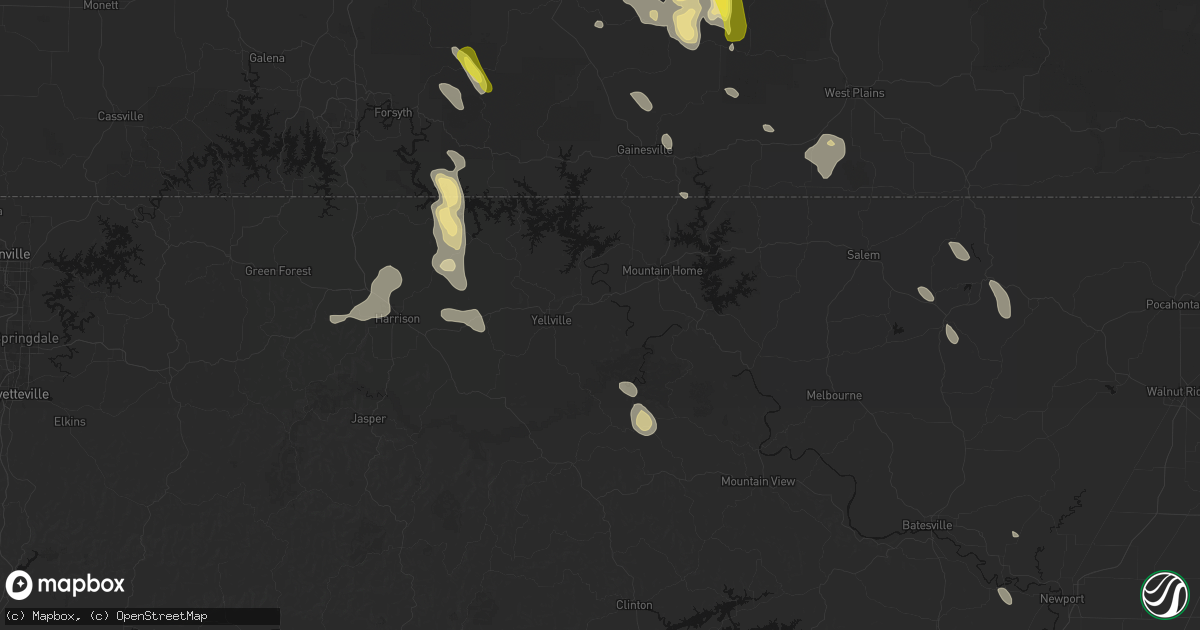 Hail map in Flippin, AR on June 1, 2026