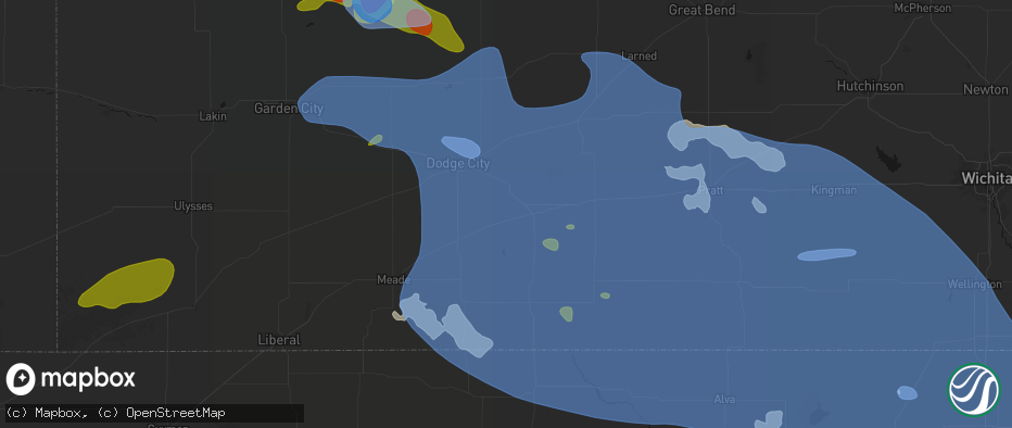 Hail map in Ford, KS on June 1, 2026