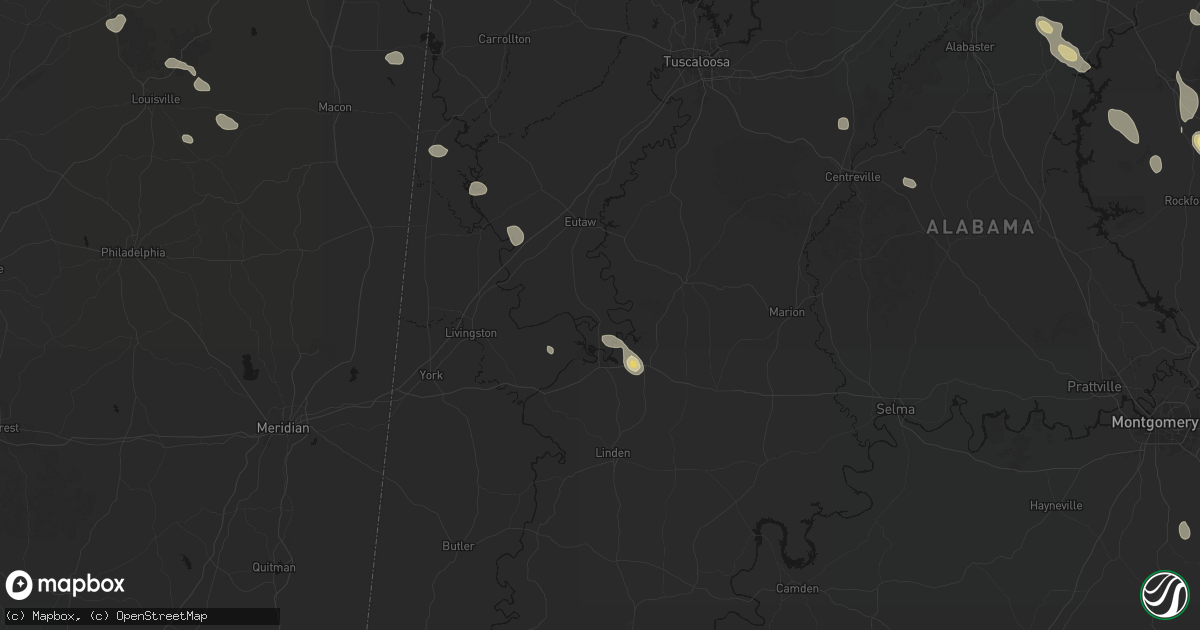 Hail map in Forkland, AL on June 1, 2026