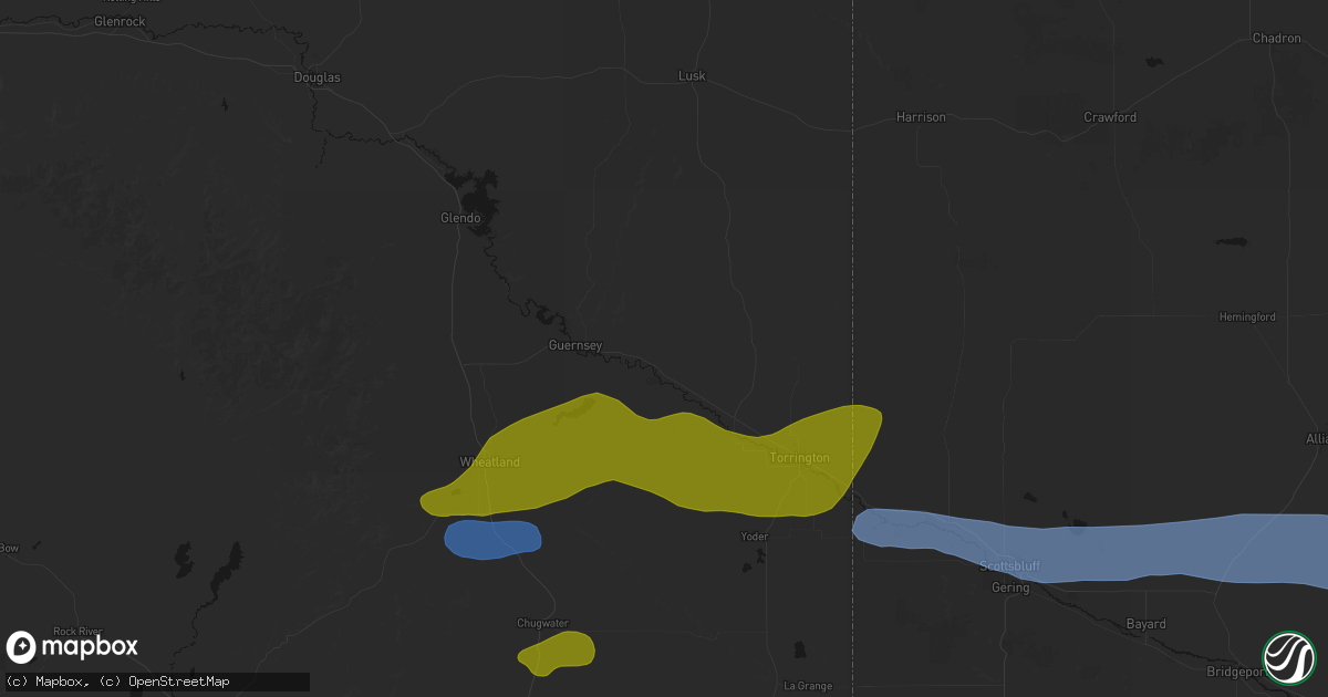 Hail map in Fort Laramie, WY on June 1, 2026