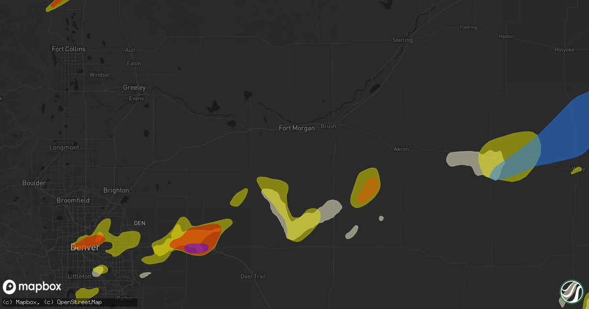 Hail map in Fort Morgan, CO on June 1, 2026