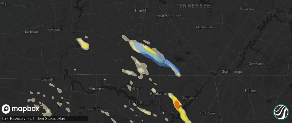 Hail map in Frankewing, TN on June 1, 2026