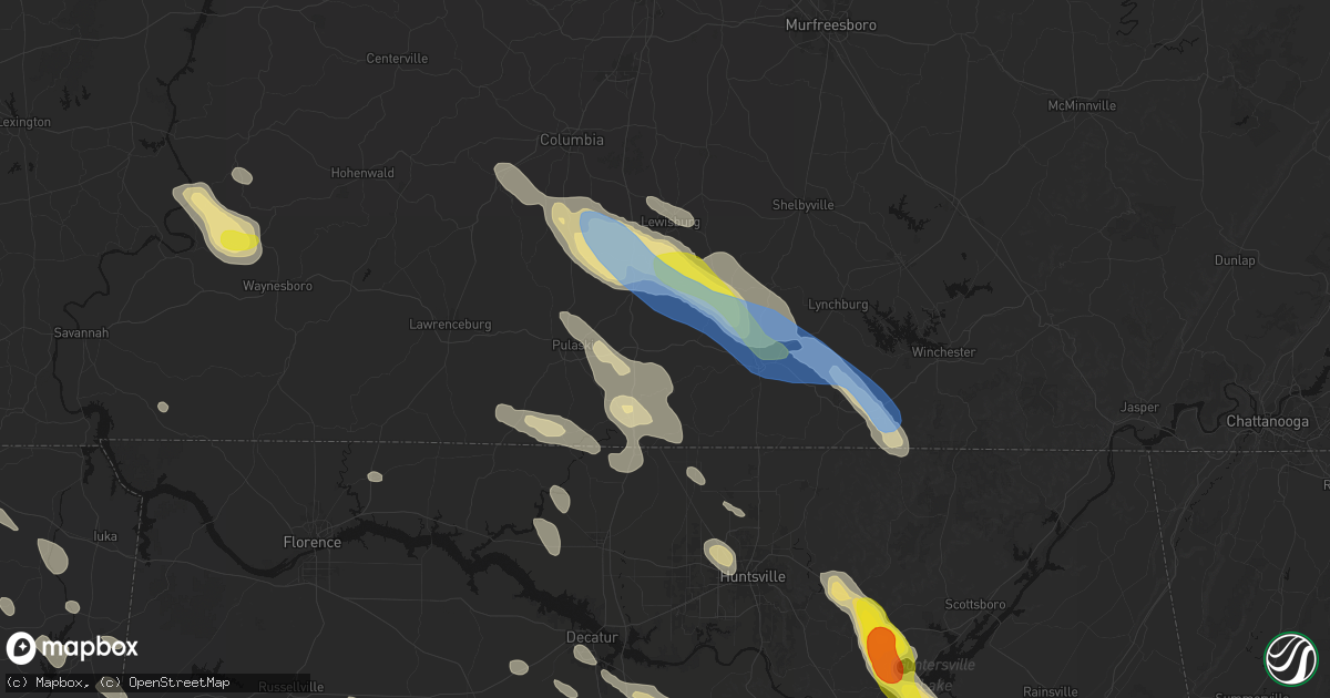Hail map in Frankewing, TN on June 1, 2026