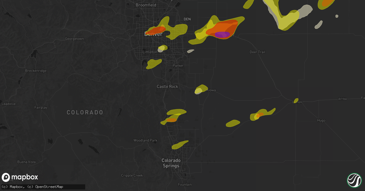 Hail map in Franktown, CO on June 1, 2026