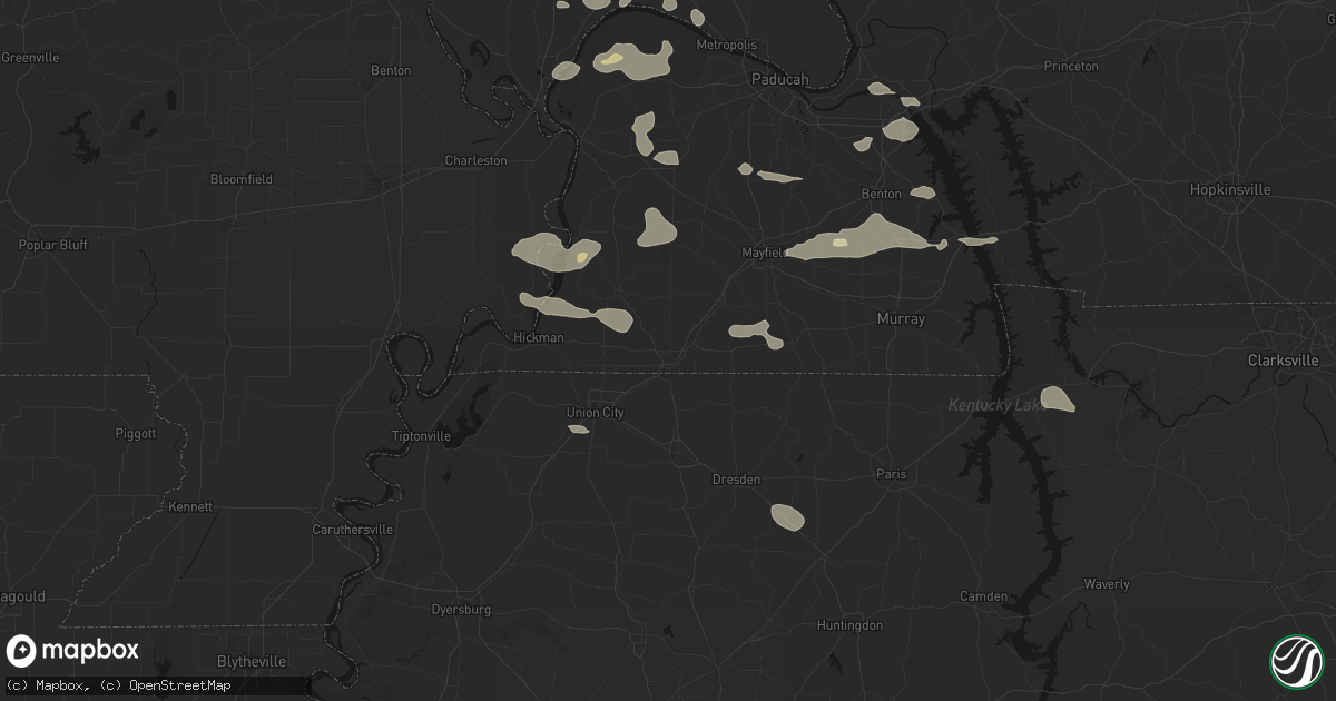 Hail map in Fulton, KY on June 1, 2026