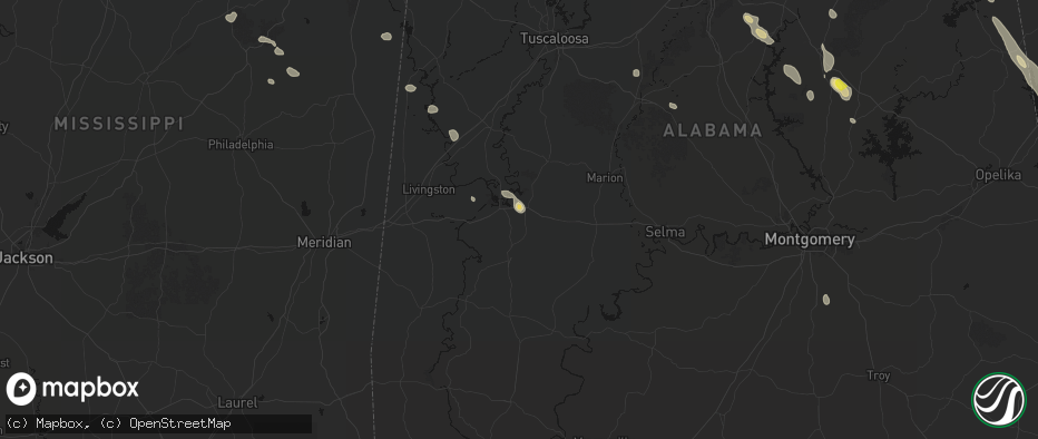 Hail map in Gallion, AL on June 1, 2026