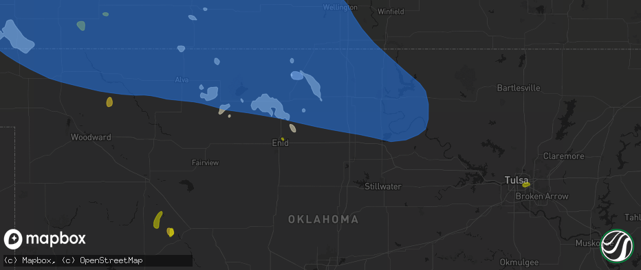 Hail map in Garber, OK on June 1, 2026
