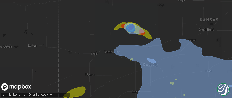 Hail map in Garden City, KS on June 1, 2026